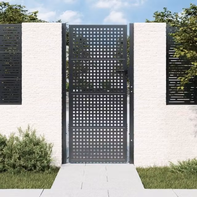 Berkfield Home Steel Wire Mesh Garden Gate in Anthracite, W: 105 cm, H: 250 cm – 1