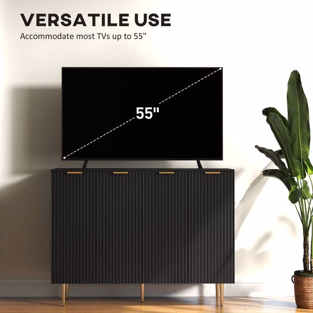 NESTLUNE Sideboard Buffet Cabinet with Adjustable Shelves in Black, W/D/H: 100 x 100 x 100 cm – 3