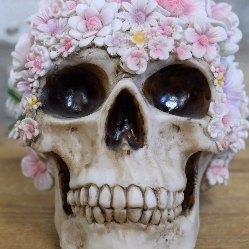 Venture Vehicles Ltd Floral Gothic Skull Tabletop Ornament, Multicolour – 3