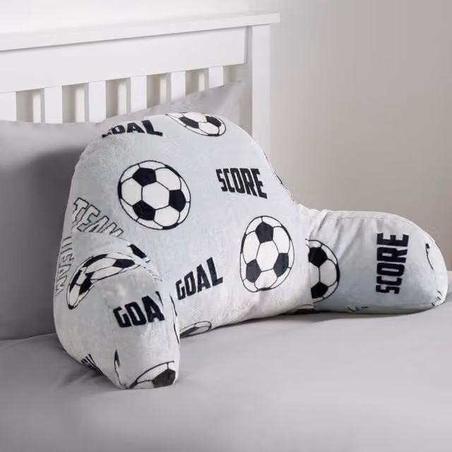 OHS Grey Fleece Kids Reading Pillow with Contoured Lumbar Support and Arms – 1