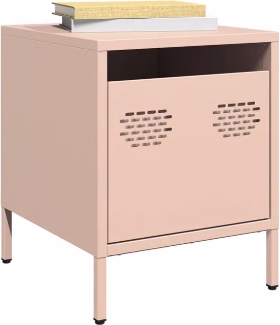 Berkfield Home Pink Metal Bedside Cabinet W/D/H: 35 x 39 x 43.5 cm – 1