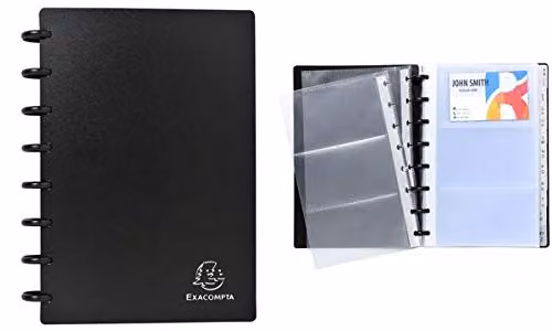 Exacompta Opaque Business Card Holder in Black with Removable Polypropylene Pockets, W: 16.0 cm, H: 21.0 cm – 4