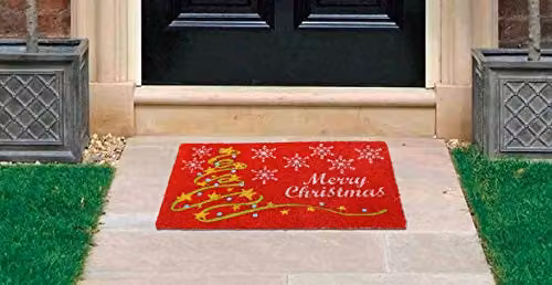 Coco&Coir Christmas Star Door Mat, Brown and Red, W/D: 75 x 45 cm – 2