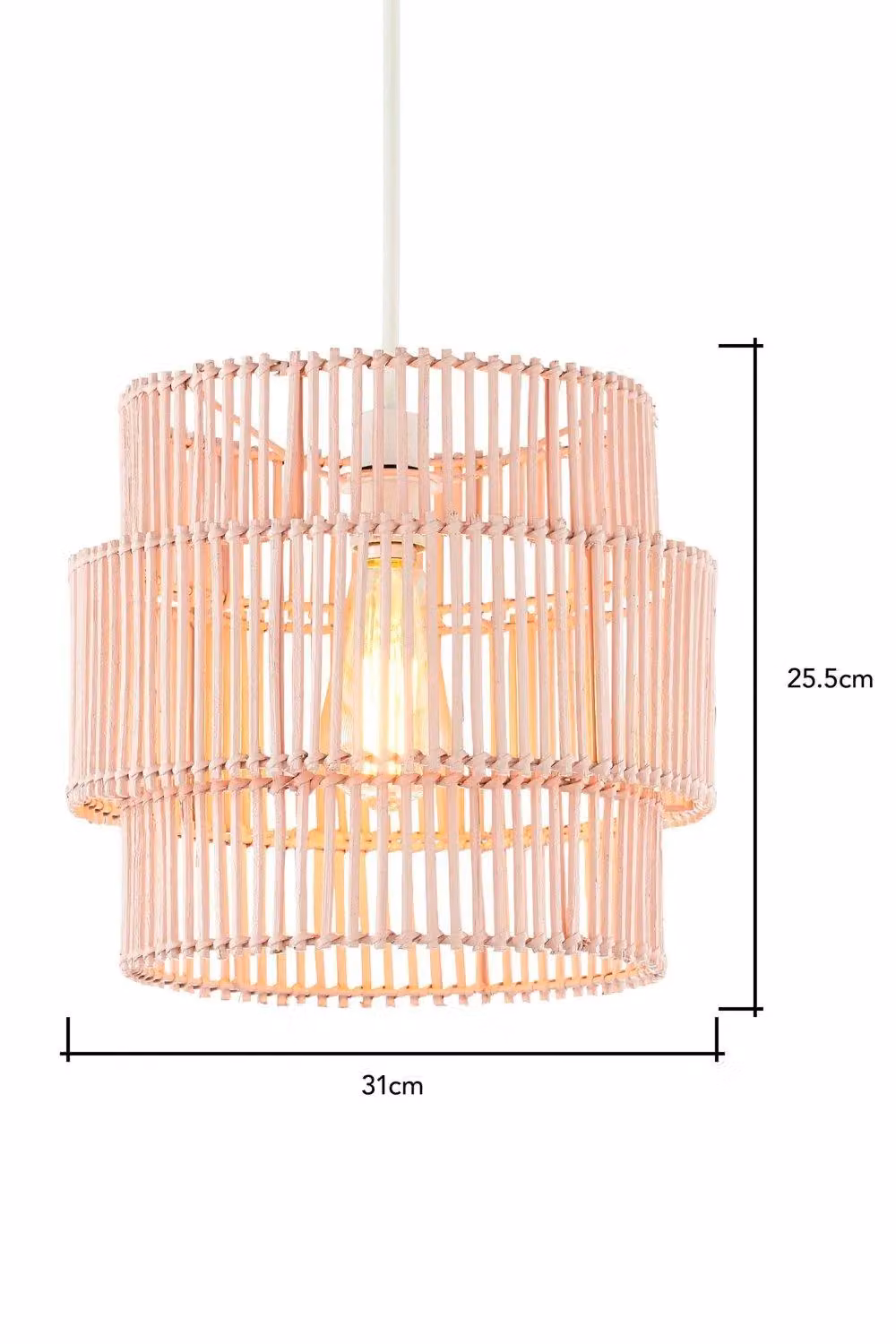 BHS Lighting Pink Rattan Cylinder Easy Fit Light Shade – 3
