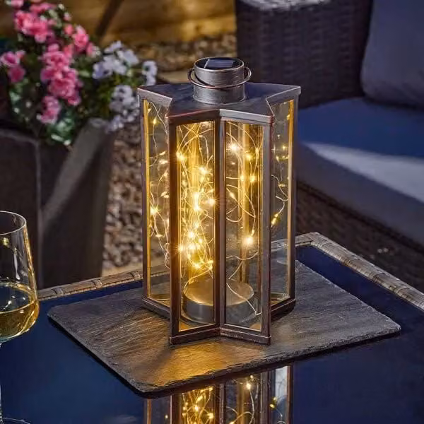 Marco Paul Bronze Star Solar Lantern with Firefly Effect