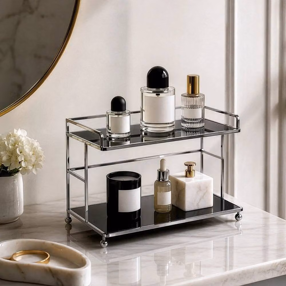 Kelvenix Black 2 Tier Metal Storage Stand and Cosmetic Perfume Display Rack – 5