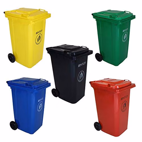 Charles Bentley 240 Litre Red Plastic Wheelie Bin with Flip Lid, H 99 x W 73 x D 58.5 cm – 3