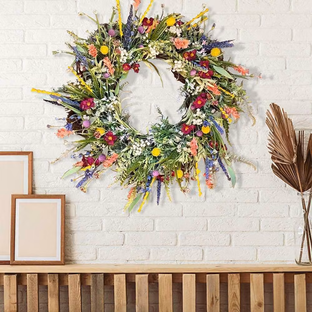 YnysTec Spring Large Multicolour Artificial Flower Wreath in Green for Front Doors and Walls – 5
