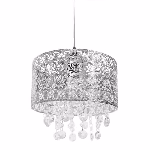 ValueLights Silver Moroccan Style Cylinder Drum Light Shade, Width: 22 cm
