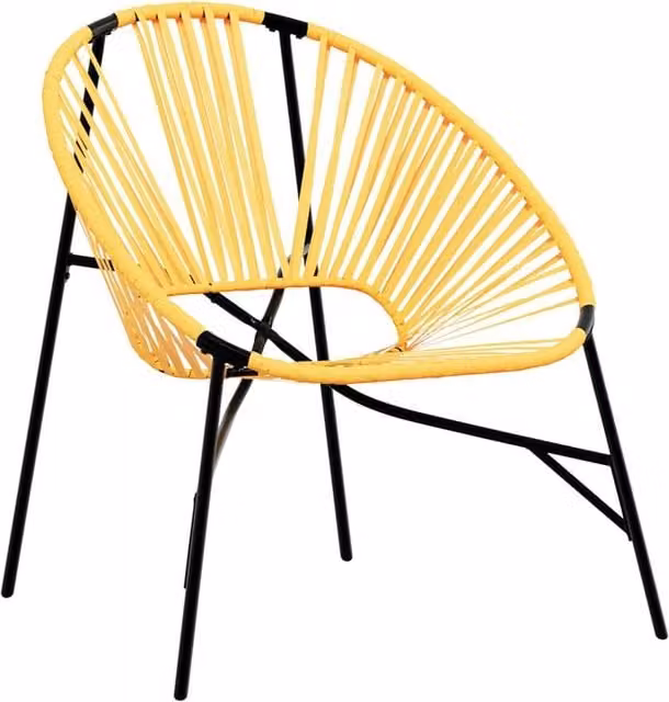 Berkfield Home Garden Egg Chair in Black and Yellow Poly Rattan with Metal Frame