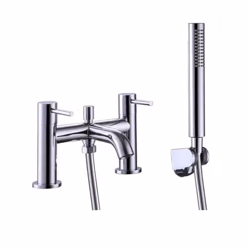 Nes Home Two Handle Bath Shower Mixer Tap with Handheld Kit in Chrome