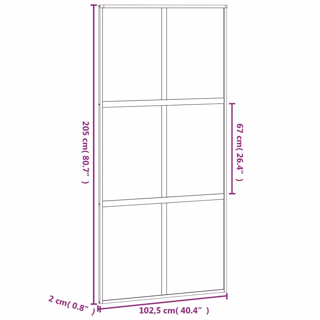 Berkfield Home Modern Black Sliding Door with Transparent Tempered Glass and Aluminium, W: 102.5 cm, H: 205 cm – 4