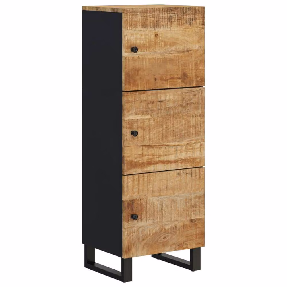 Berkfield Home Industrial Highboard with 3 Doors in Brown Solid Mango Wood and Iron, W/D/H: 40 x 33 x 110 cm – 2