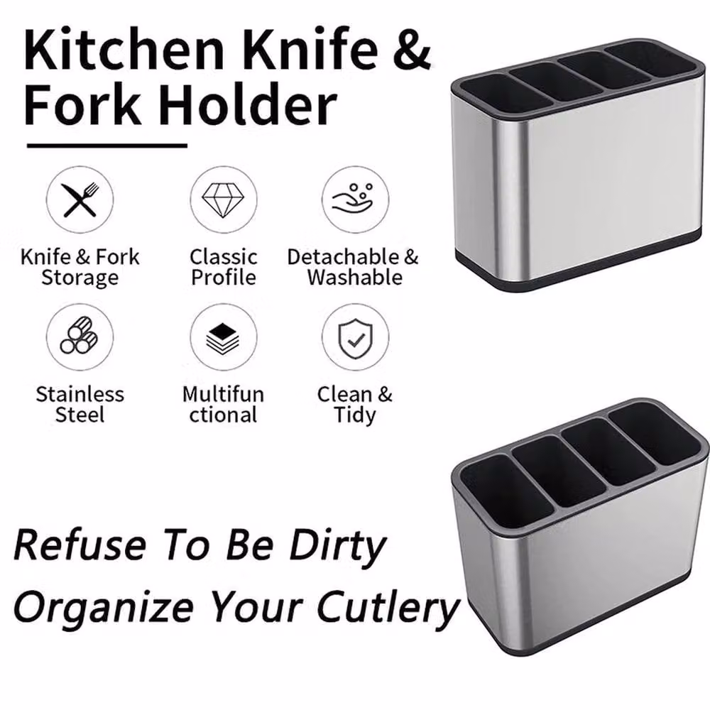 SPETLEK Kitchen Cutlery Organizer with Drainer for Spoons and Forks in Silver – 4