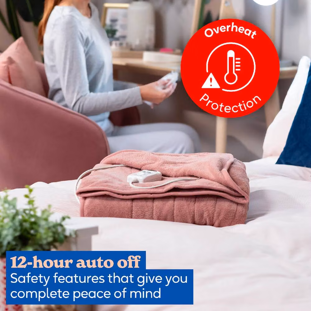 Russell Hobbs Pink Microfleece Electric Heated Throw W/D/H: 180 x 130 cm – 5