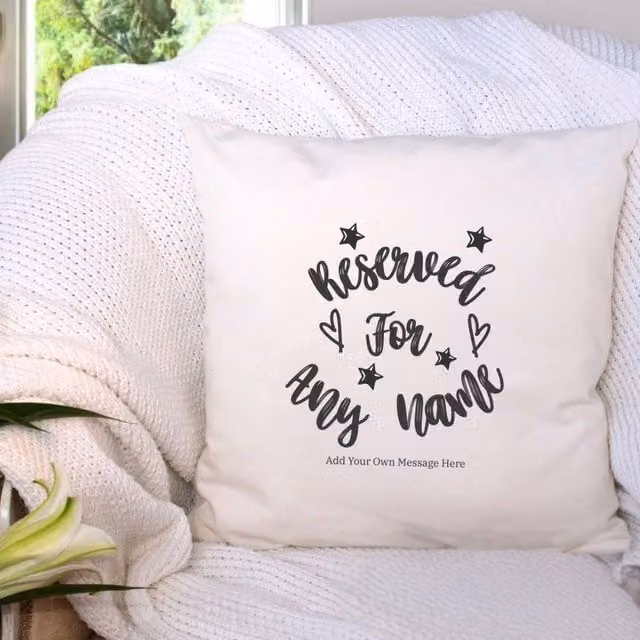 Aye Do Gifts Personalised Reserved for Any Name Star Cushion in Beige Linen