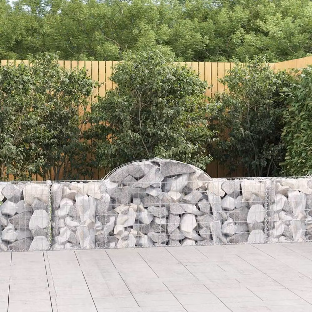 Berkfield Home Arched Gabion Baskets, 3 Piece Set, Silver Galvanised Steel, W: 200 cm, D: 30 cm, H: 60-80 cm – 2
