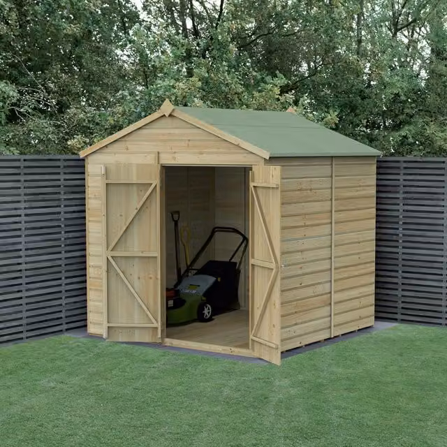 Beckwood 7x7 Apex Wood Garden Shed in Green and Brown with Gable Roof