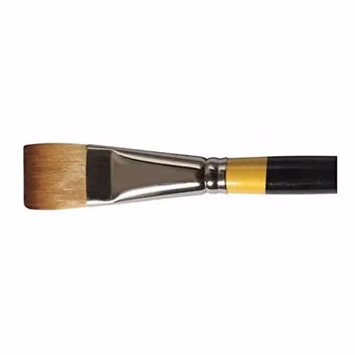 Daler-Rowney System3 Short Flat Acrylic Brush with Synthetic Hair, 1in, Multicolour