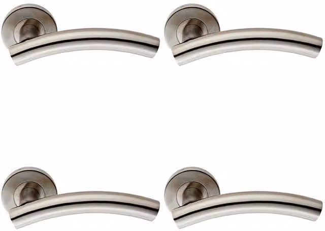 Loops 4 Pair Arched Round Bar Handles with Concealed Fixings in Brushed Satin Silver Stainless Steel