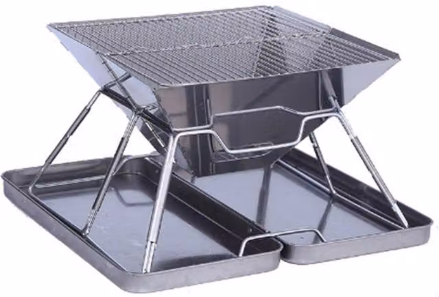 Quipulse Style 1 Silver Stainless Steel Tabletop Outdoor Folding Barbecue for Charcoal – 1