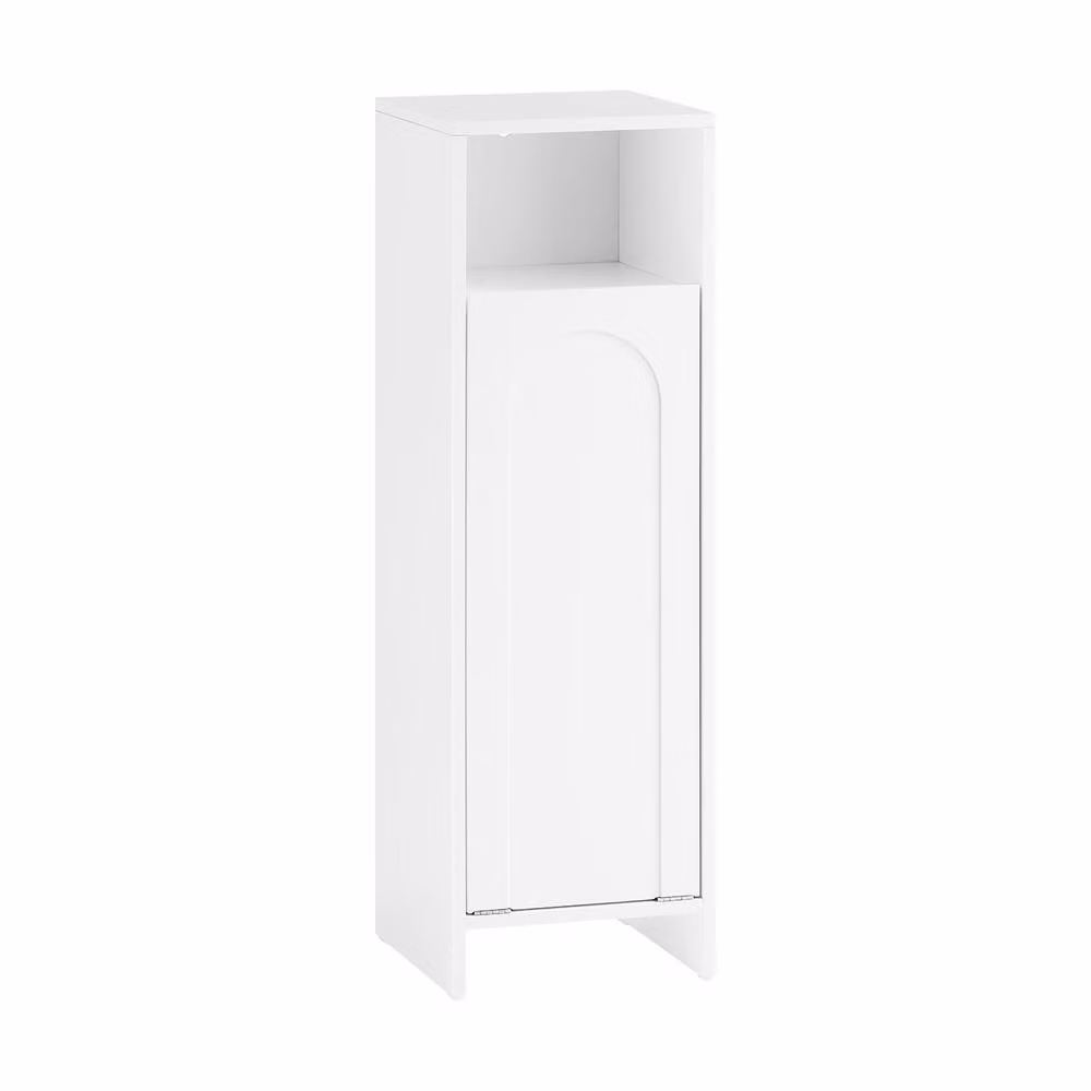 SoBuy Slim White Bathroom Cabinet with Hinged Doors and Pull-Out Laundry Bag – 2
