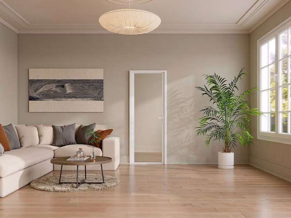 Loxton Reversible Modern Swing Door Set in White, Aluminium and Glass, H: 204 cm, W: 93 cm – 2