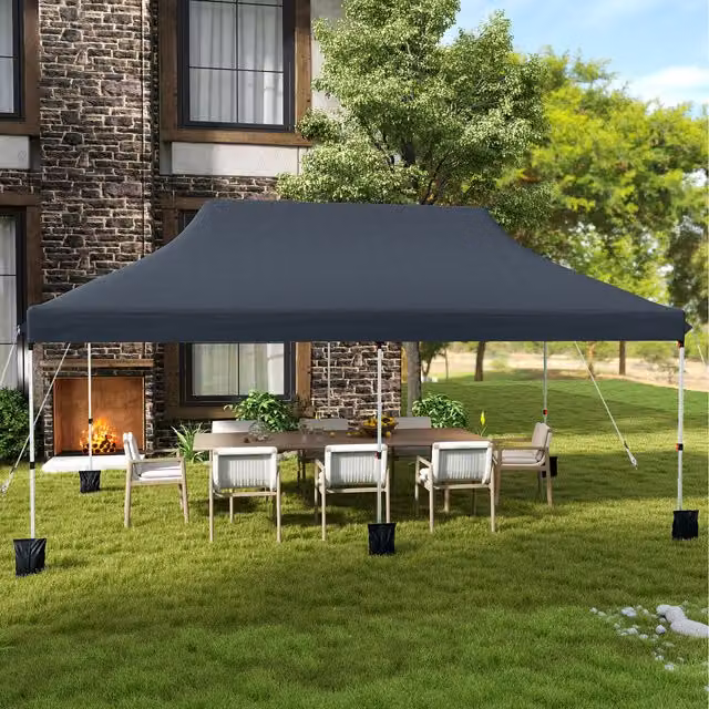 Costway Foldable Pop Up Canopy Tent Gazebo in Black W/D/H: 300 x 300 x 300 cm