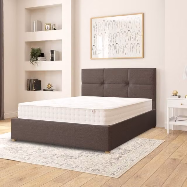 Aspire Caine Saxon Twill Ottoman Storage Bed in Grey, W/D/H: 180 x 200 cm