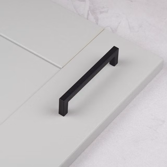 Recycled Plastic D-Bar Handle in Matt Black, 13.8 cm