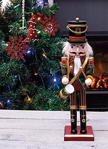 St Helens Home & Garden Nutcracker with Drum Christmas Decoration, Multicolour, Height: 30 cm – 1
