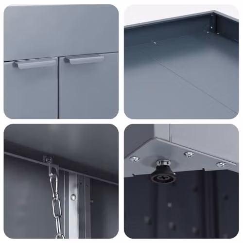 vidaXL Wheelie Bin Storage for 6 Bins, Light Grey, W: 408 cm, D: 77.5 cm, H: 121.5 cm – 4