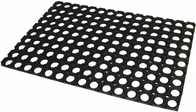 JVL Rondo Black Natural Rubber Rectangular Door Mat, W: 40 cm, D: 60 cm