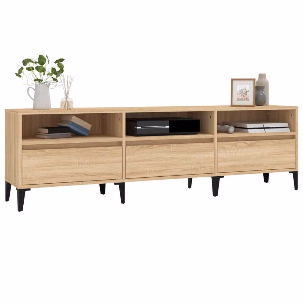 Berkfield Home Sonoma Oak TV Cabinet in Brown, W/D/H: 150 x 30 x 44.5 cm – 3
