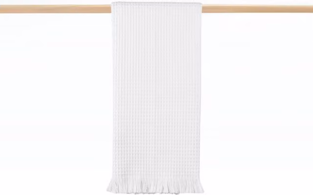 Santana Fluffy Waffle Pique Cotton Bath Towels in White, Green or Blue, W/D/H: 70 x 140 x 70 cm