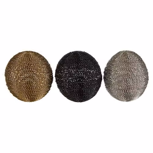Premier Housewares Orsina Hege Set of 3 Metal Decorative Spheres in Black, Gold, Silver and Multicolour – 2