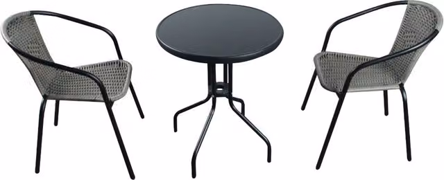 Madefor.living Bolero 2 Seat Modern Rattan Bistro Set in Grey