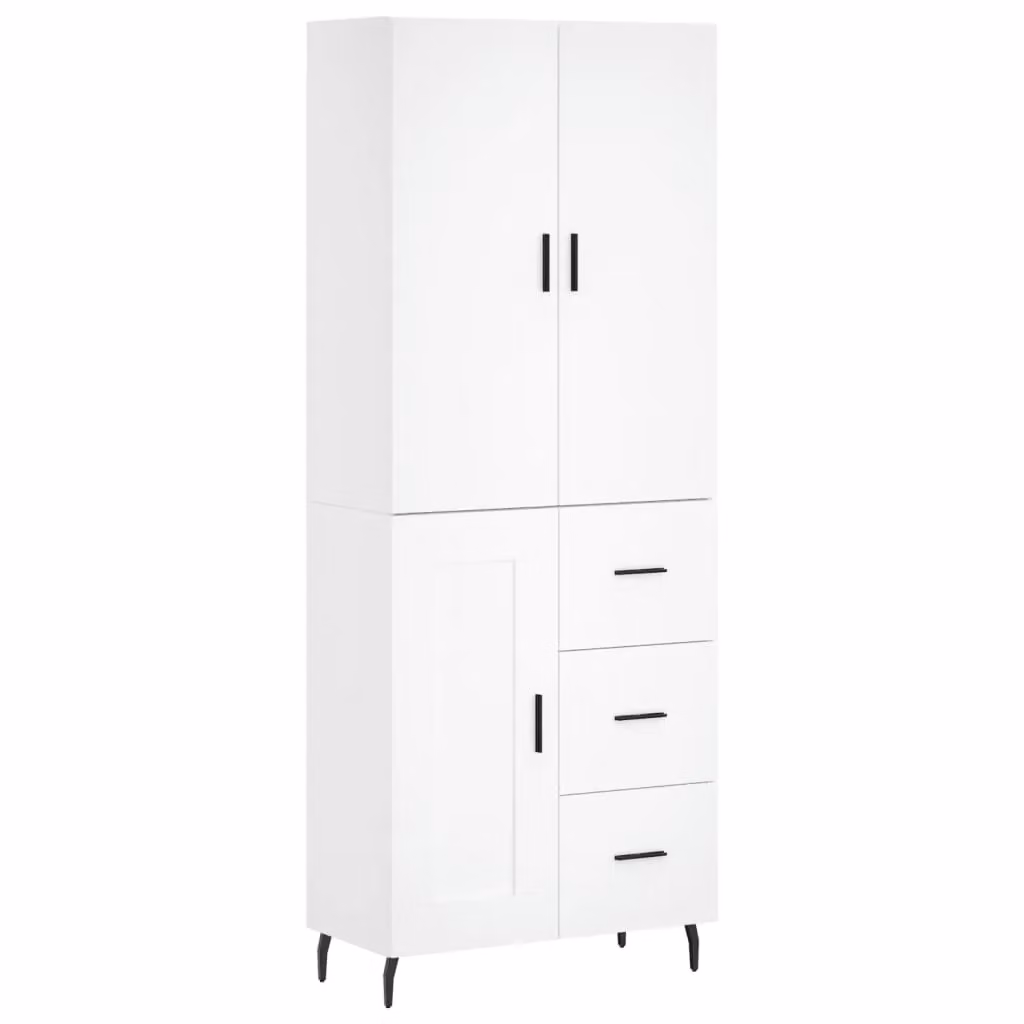 Berkfield Home White Modern Wall Mounted Highboard with Hinged Doors, W/D/H: 69.5 x 34 x 180 cm – 2
