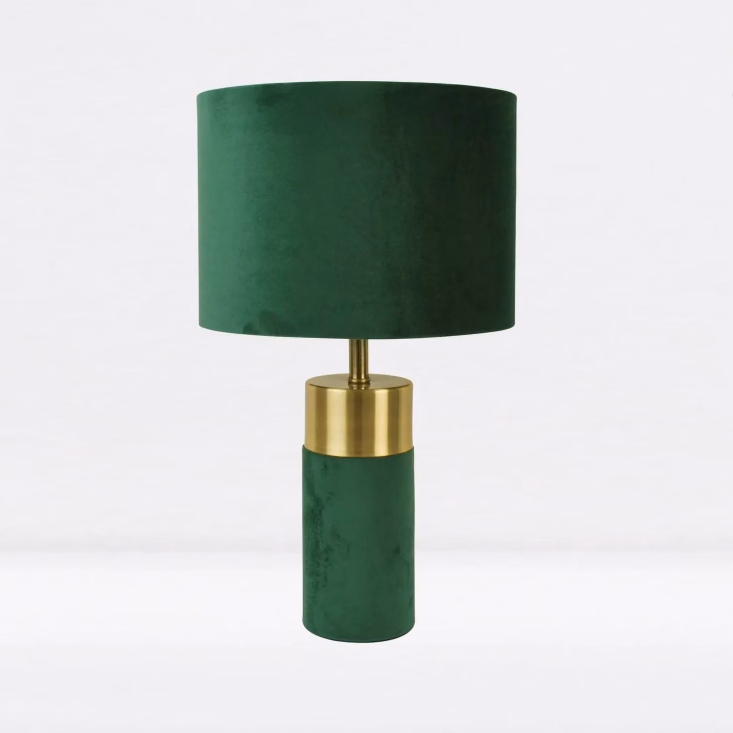 First Choice Lighting Set of 2 Green Velour Table Lamps with Gold/Brass Base – 2