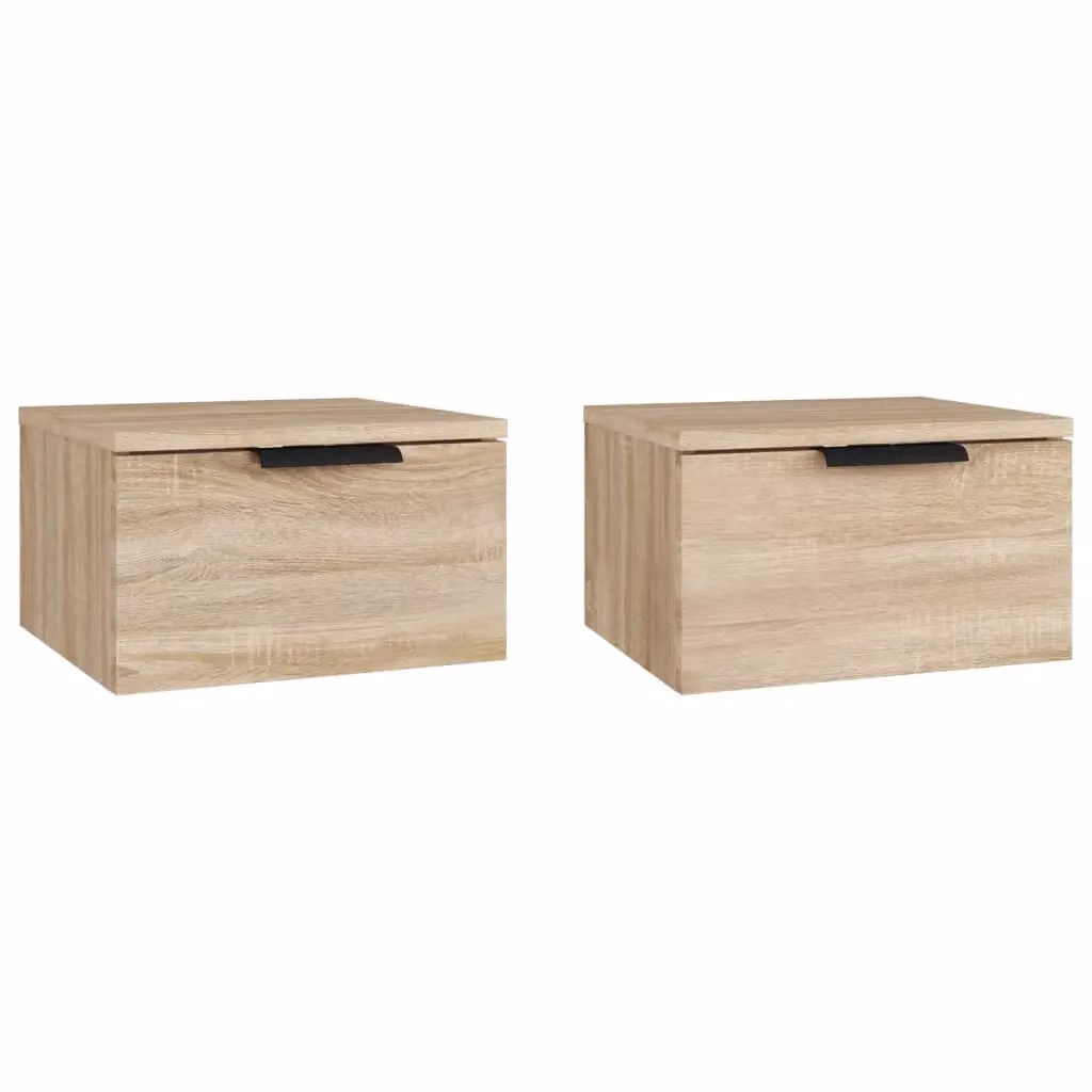 Berkfield Home Set of 2 Wall-mounted Bedside Cabinets in Sonoma Oak Brown, W/D/H: 34 x 30 x 20 cm – 2