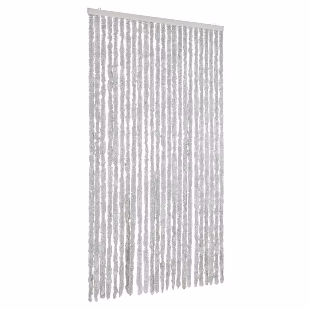 Berkfield Home Grey Chenille Thermal Insulating Fly Curtain W: 100 cm, H: 220 cm – 2