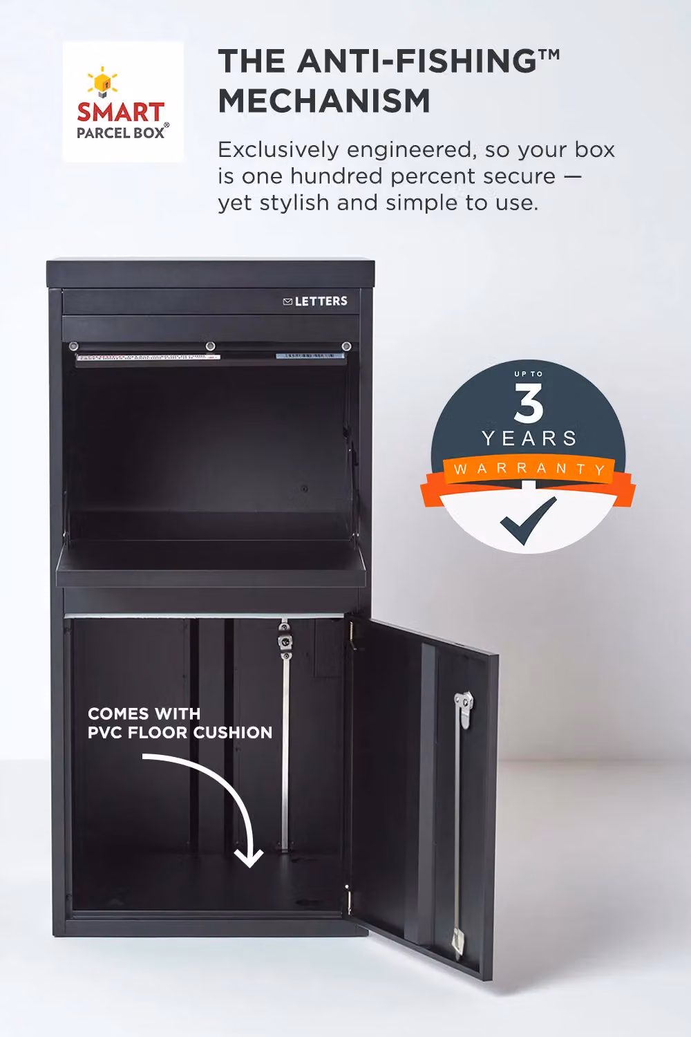 Homescapes Smart Parcel Box Extra Large Wall Mounted Secure Delivery Box in Black – 3