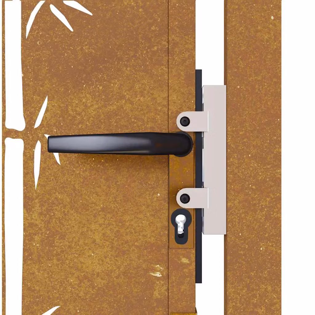 Berkfield Home Garden Gate in Brown Corten Steel with Bamboo Design, W: 105 cm, H: 130 cm – 4