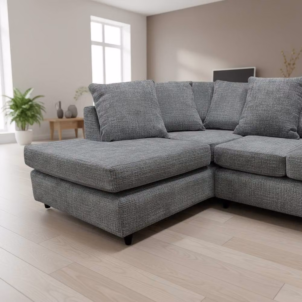 Abakus Direct Jumbo Chenille L-Shaped Corner Sofa with Left Hand Facing Chaise in Grey – 2