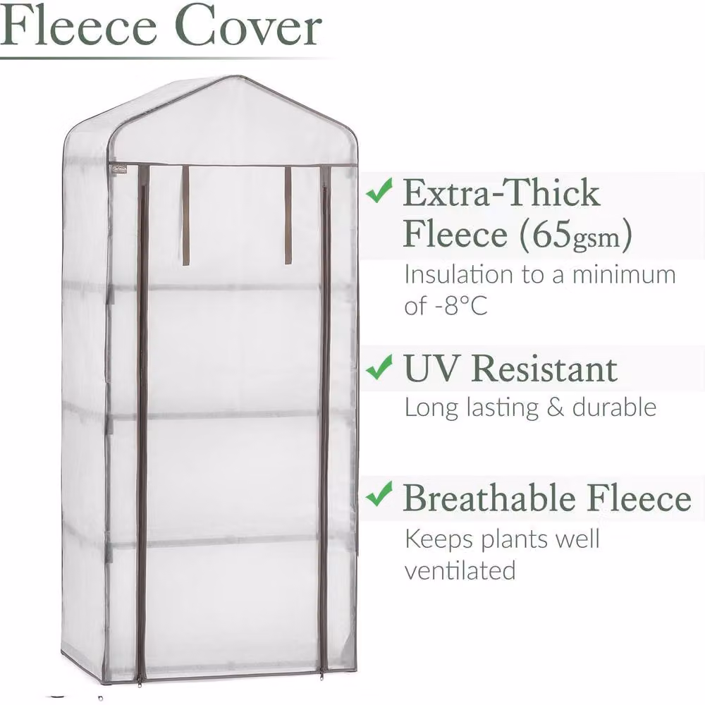 Christow Transparent PVC Mini Greenhouse Fleece Cover, 4 Tier Growing Aid, W: 49.0 cm, D: 69.0 cm, H: 158.0 cm – 3