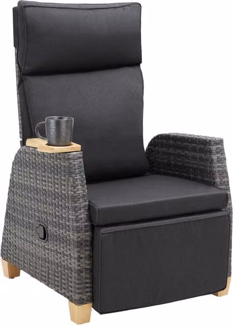 tectake Pescara Grey Rattan Armchair with Aluminium Frame and Adjustable Backrest – 1