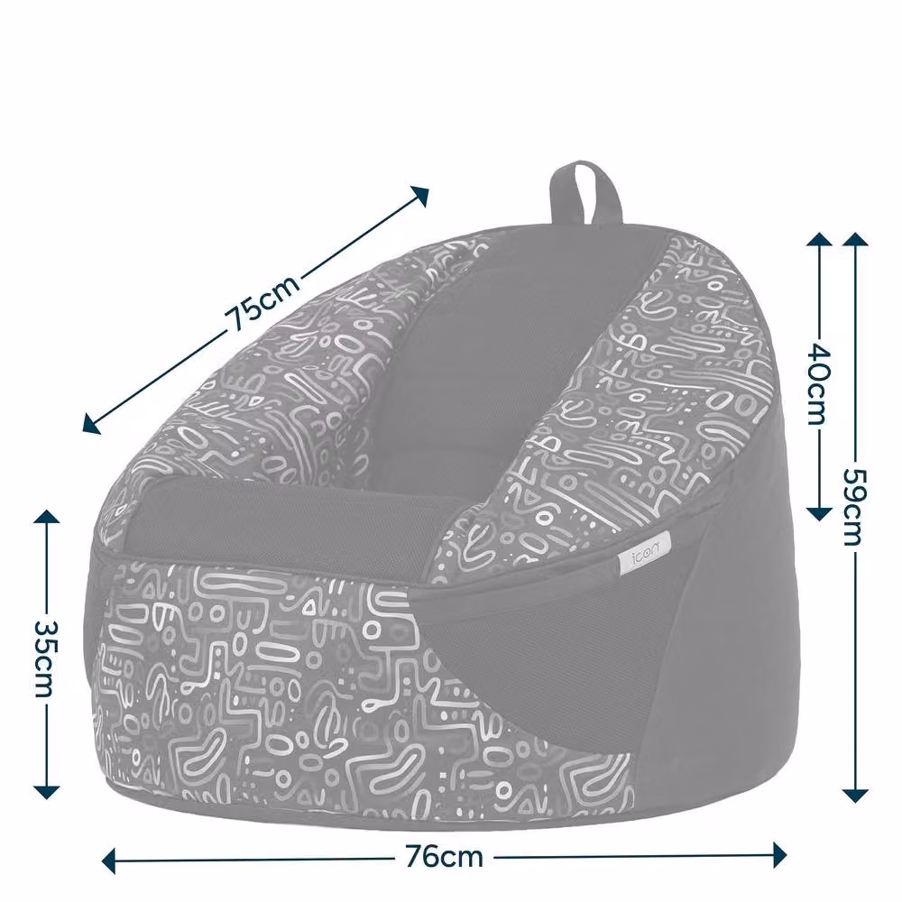 icon Alpha Kids Gaming Bean Bag in Retro Doodle Blue with Filling Included – 6
