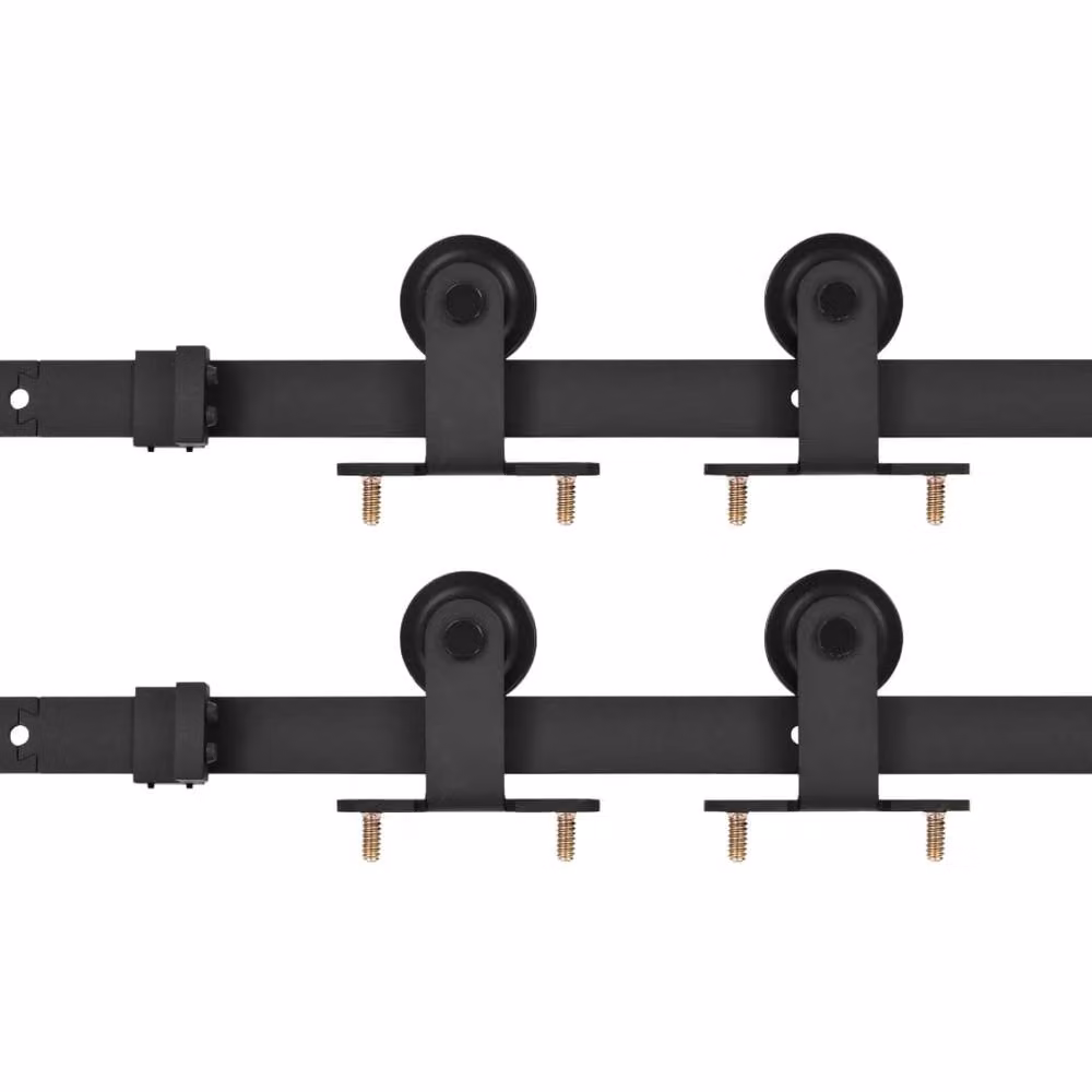 Berkfield Home Sliding Door Hardware Kit, 2 Piece Black Steel, 200 cm – 2