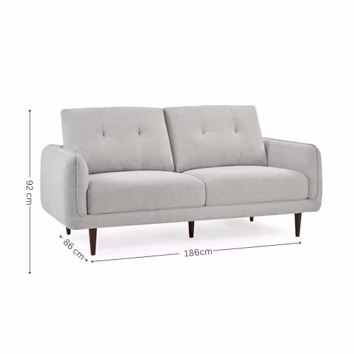 Julian Bowen Remy 3 Seater Upholstered Mid-Century Fabric Sofa in Grey, W186 x D86 cm – 2