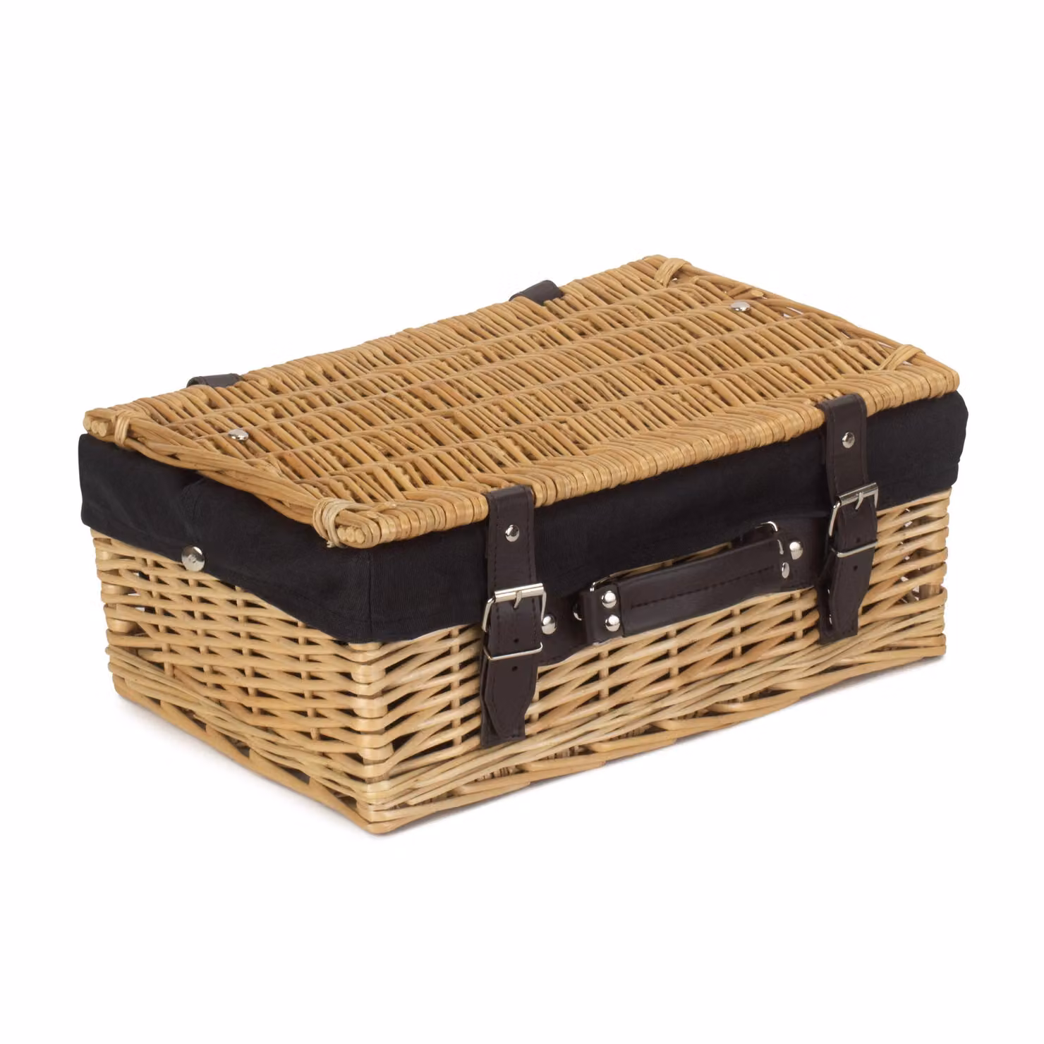 Red Hamper Wicker Picnic Basket with Black Cotton Lining, Diameter: 36 cm – 2